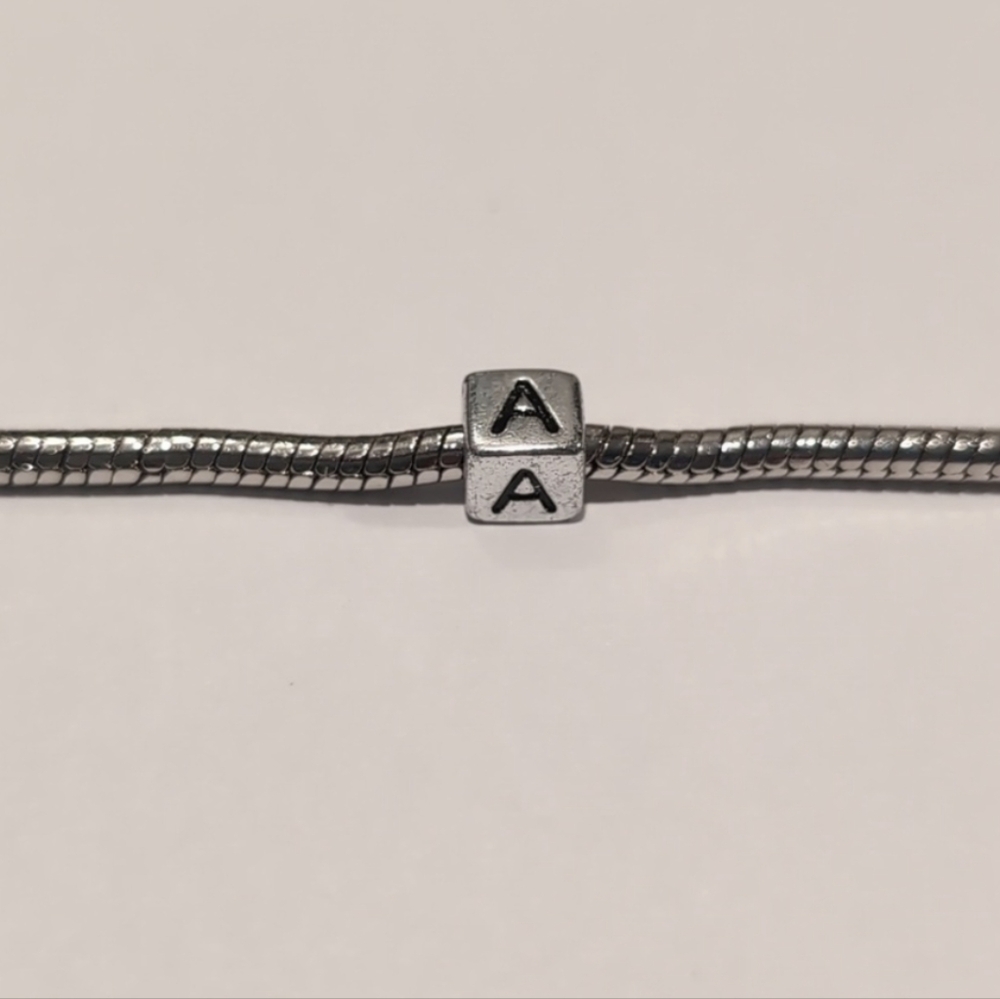 Silver A‎ Spacer Charm for Pandora Style Bracelet